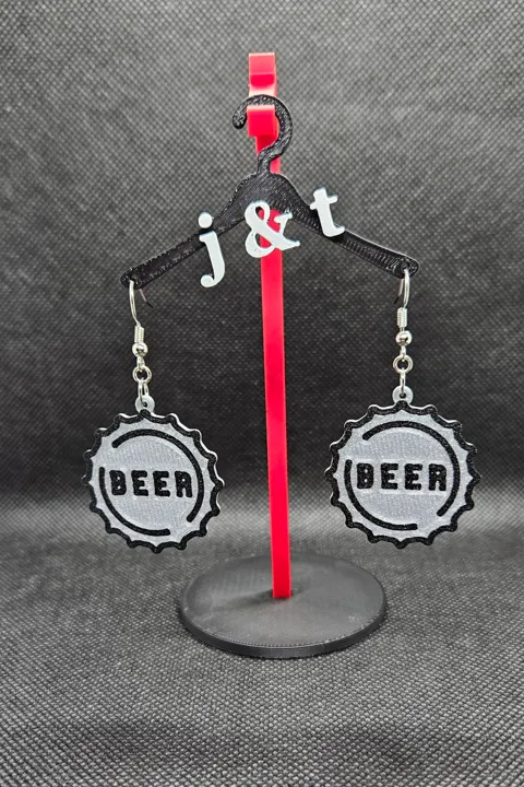 BOTTLE CAP EARRINGS - BEER view 2
