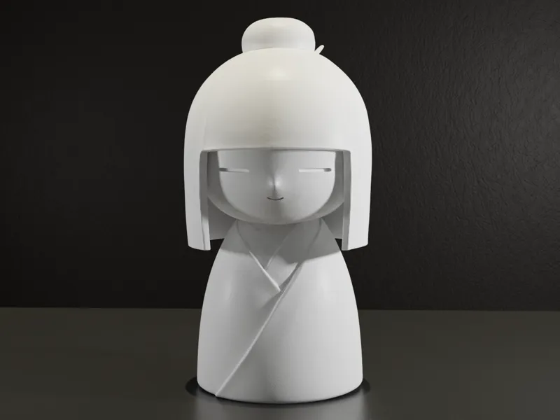 Kokeshi-Inspired Minimalist Figurine