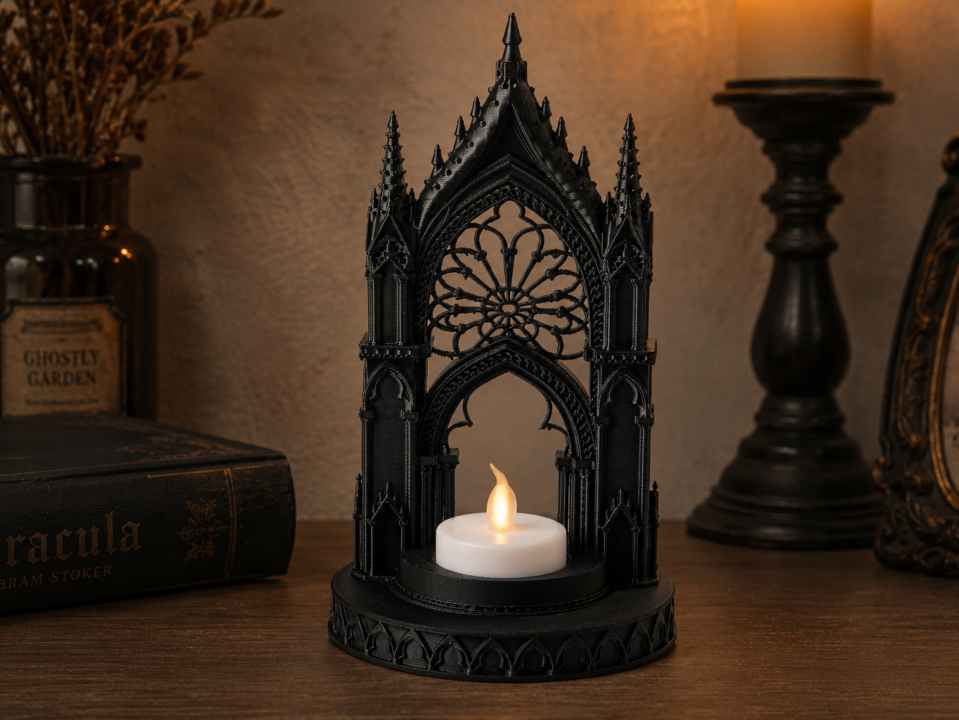 Gothic Cathedral LED Tealight Candle Holder