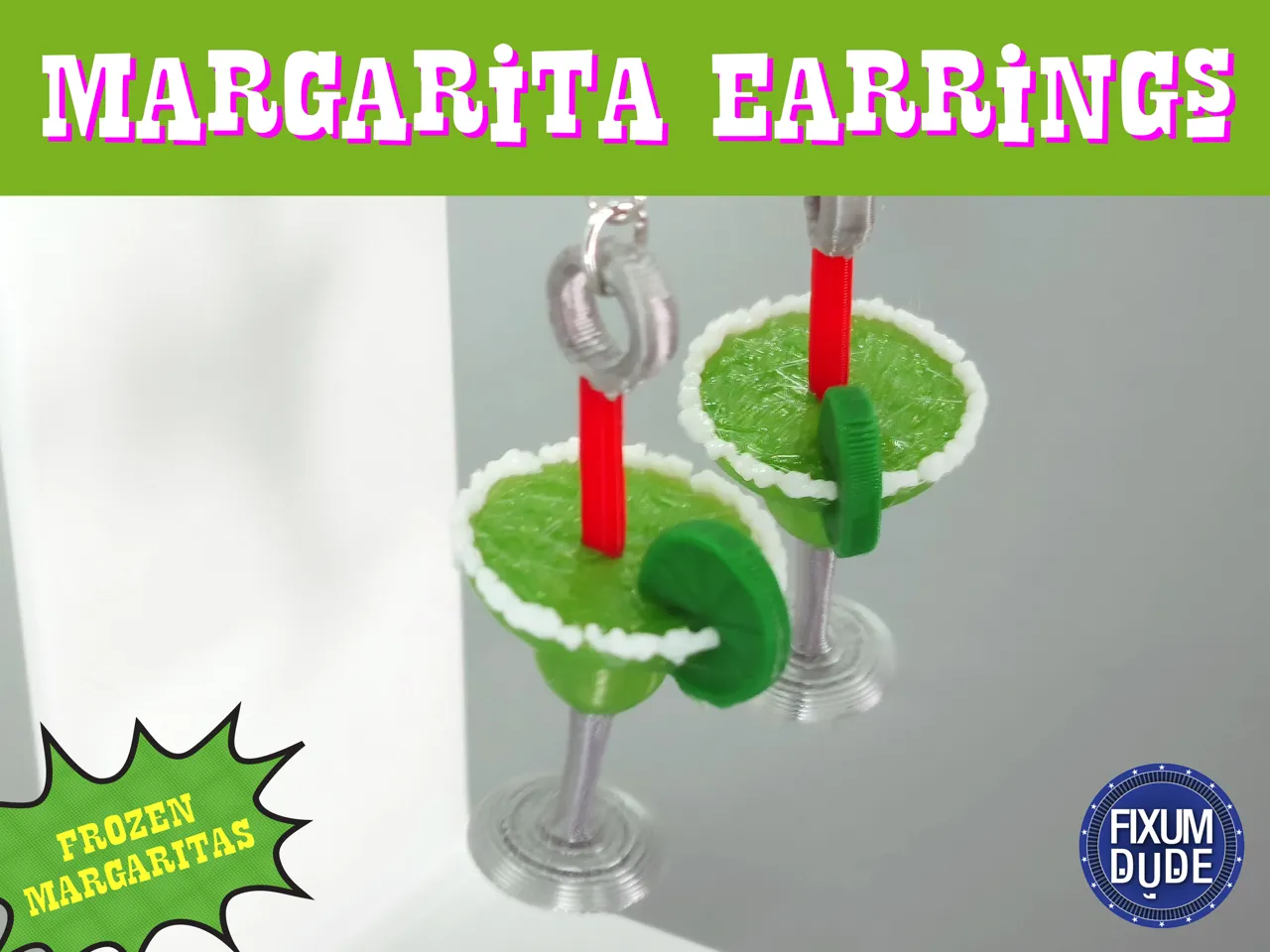 Fun 3D Margarita Earrings view 2
