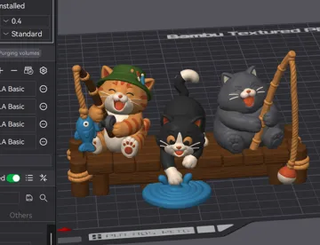 Modelo para impresión 3D: Cats fishing on dock - 8 colors — vista de referencia 4