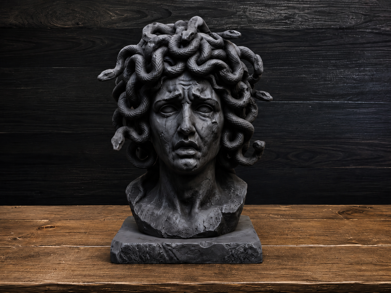 Cracked Marble Medusa - Ultra Detailed Sculpture