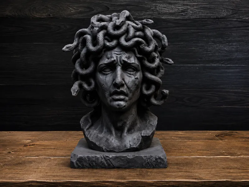 Cracked Marble Medusa - Ultra Detailed Sculpture