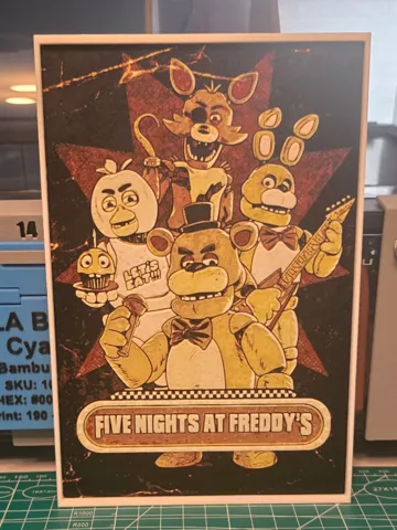 Cuadro decorativo en 3D: Five Nights at Freddy's Movie Poster - Hueforge — vista de referencia 2