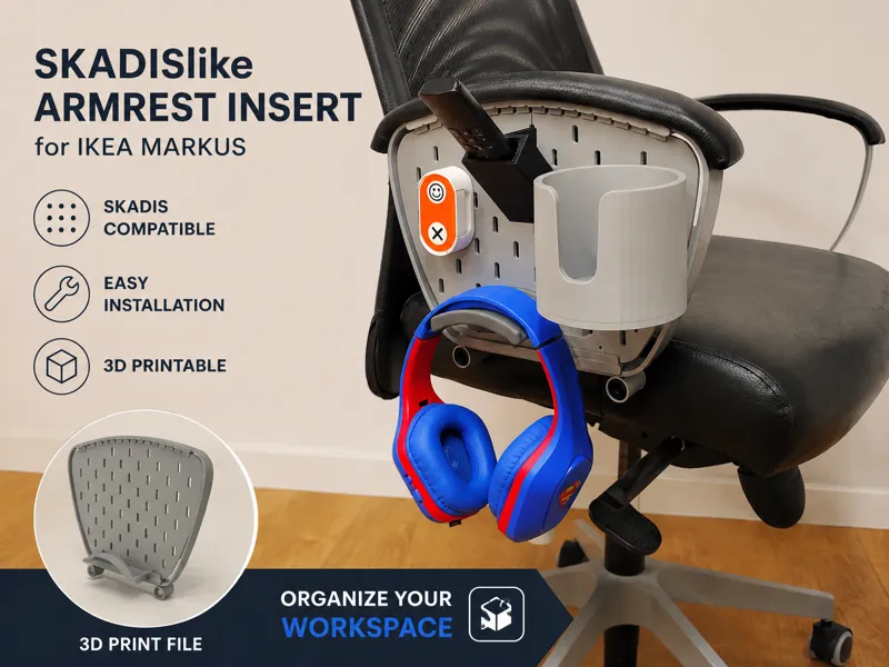 IKEA MARKUS chair - SKÅDIS-style armrest insert