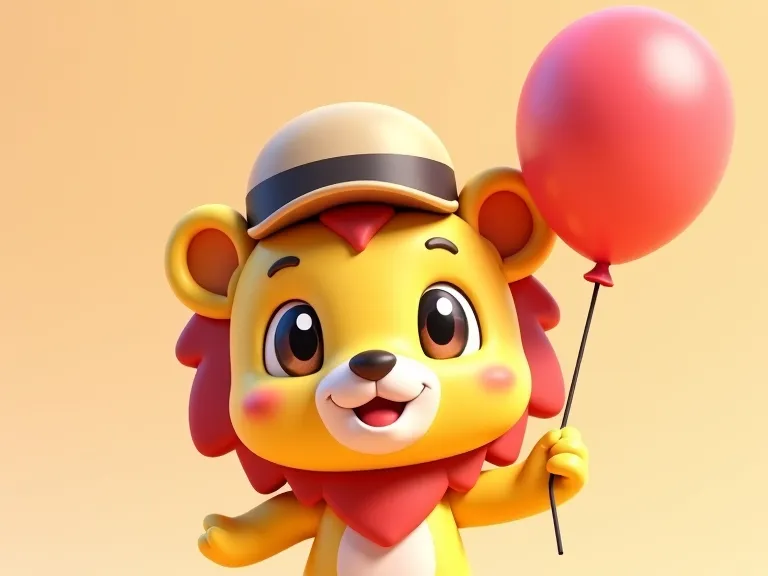 Süßer Löwe mit Ballon