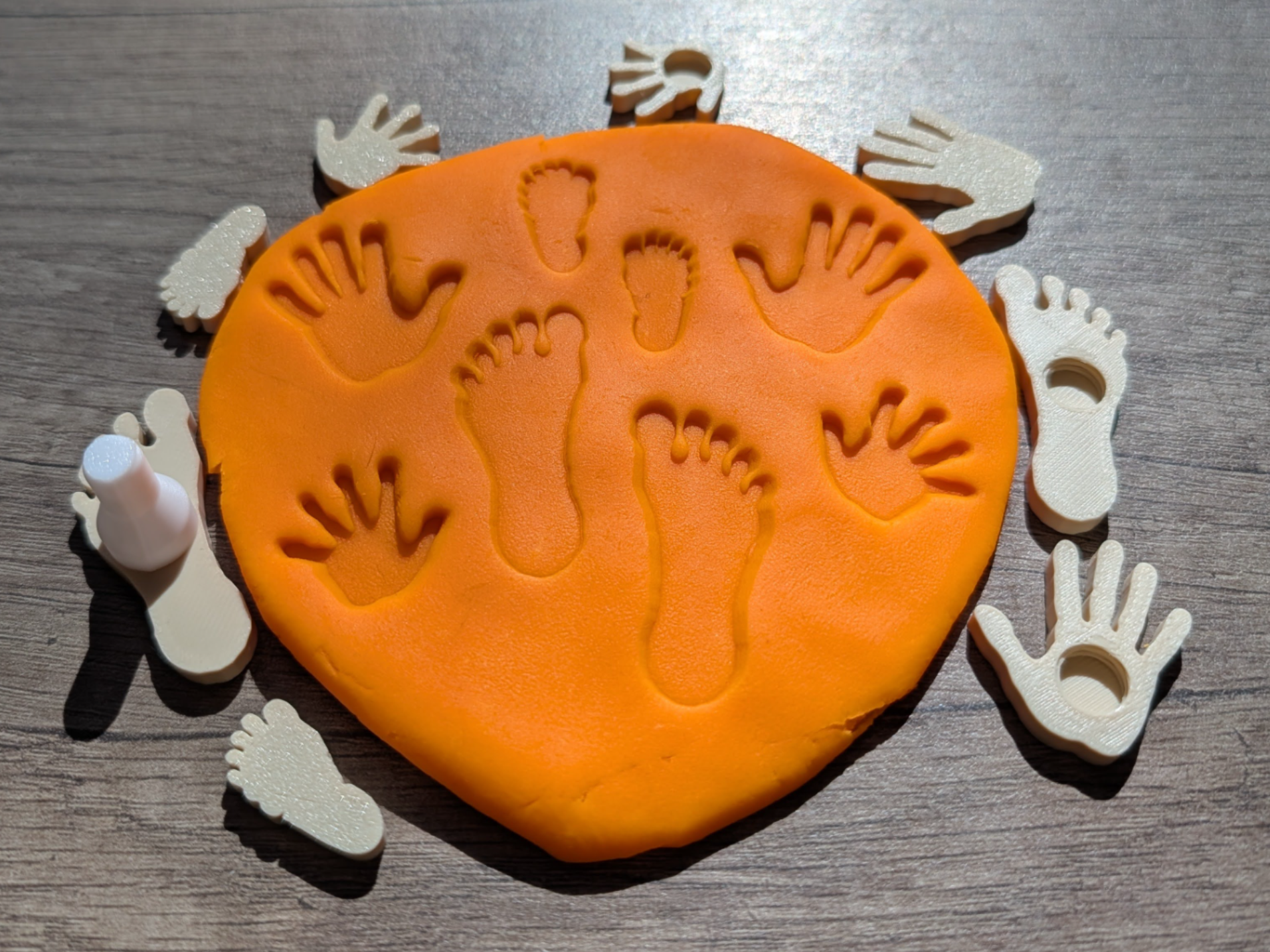 play doh adult and baby hands and feet stamps