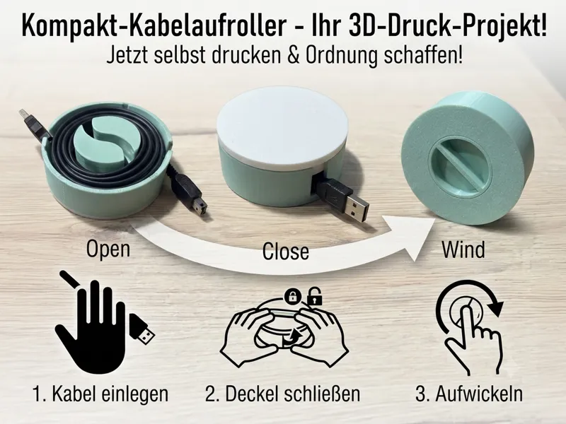USB-Kabelaufroller–Ordnung für deinen Schreibtisch