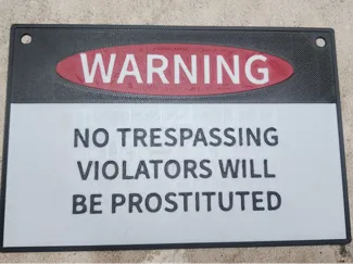 funny no trespassing sign