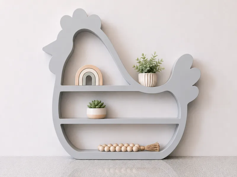 Chicken Tabletop Shelf | Farmhouse Display Shelf 