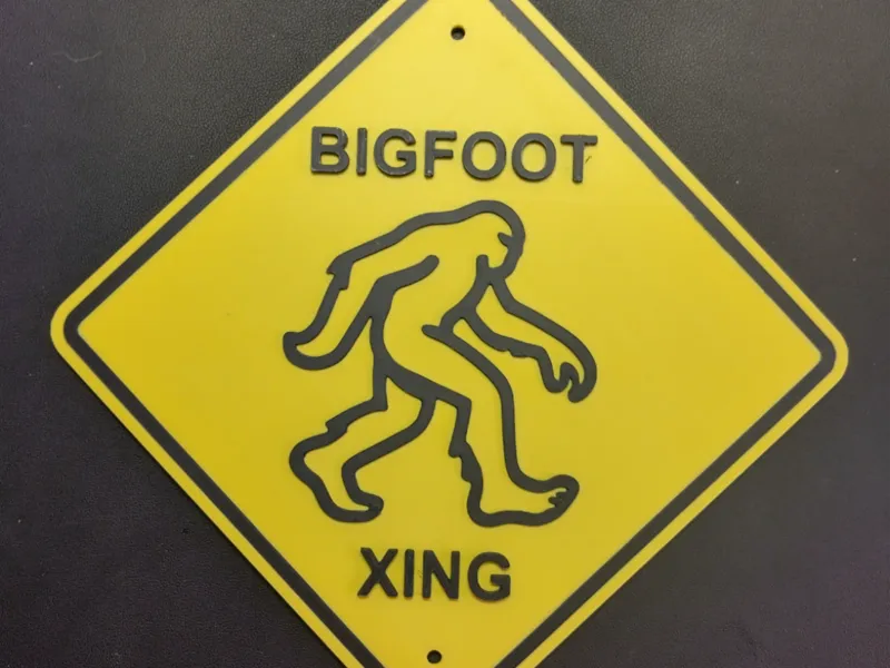 Bigfoot XING Yellow Warning Sign - 2 Silhouettes