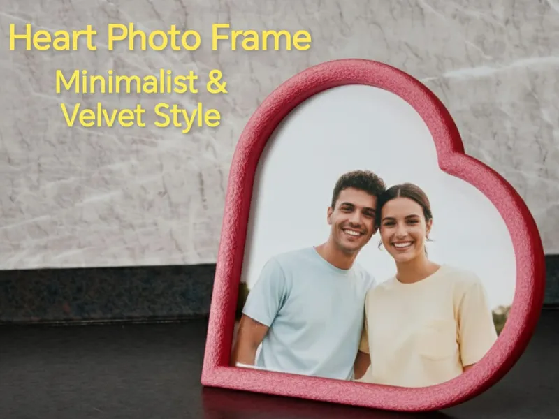 Minimalist Velvet Heart Photo Frame - Easy Print