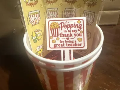 Teacher Appreciation Bookmark -Popcorn 
