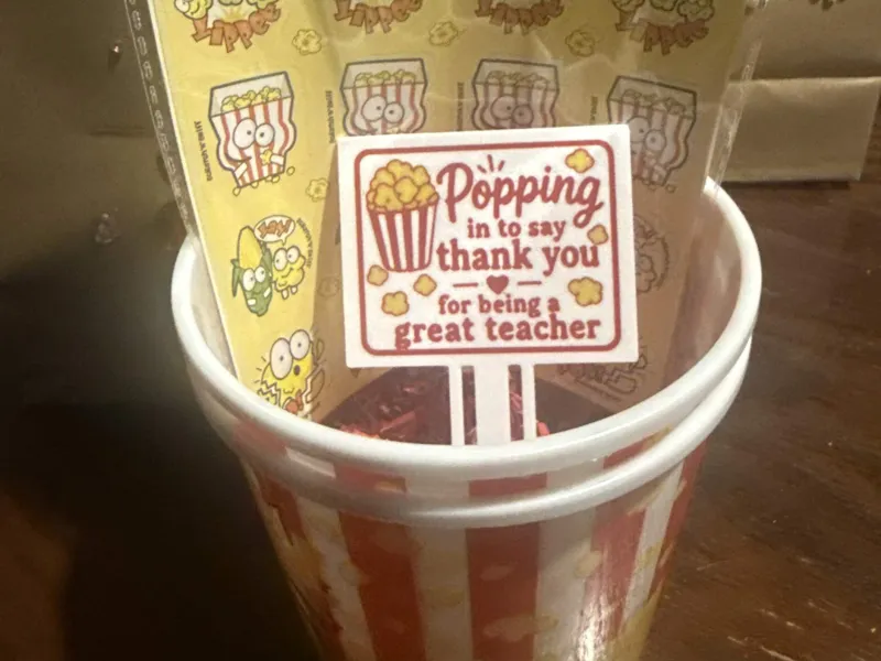 Teacher Appreciation Bookmark -Popcorn 
