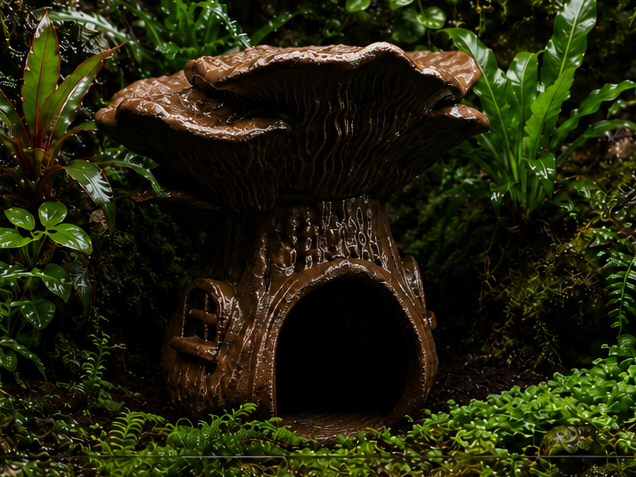 Fantasy Mushroom House Hideout - Terrarium Decor