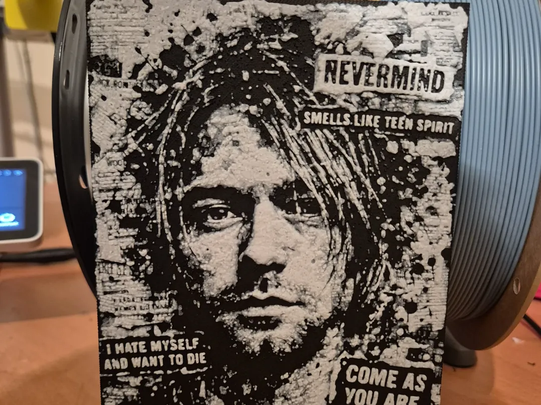 kurt cobain newspaper hueforge - Free 3D Print Model - MakerWorld