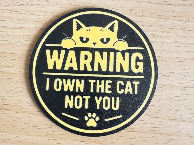 Warning I Own The Cat Funny Coaster