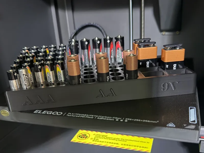 Battery Organizer Tray – AAA, AA & 9V Storage