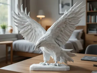 Ultra Low Poly Geometric Eagle Sculpture v2
