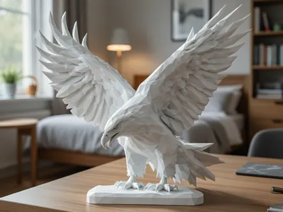 Ultra Low Poly Geometric Eagle Sculpture v2
