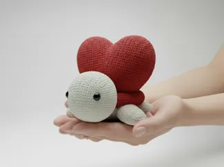 Knitted Heart Turtle - Valentine's Gift
