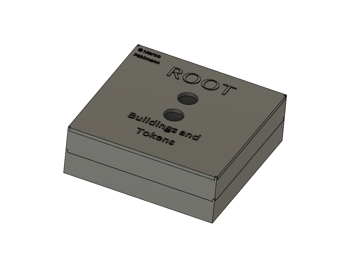 Root board game sorting box buildings and tokens