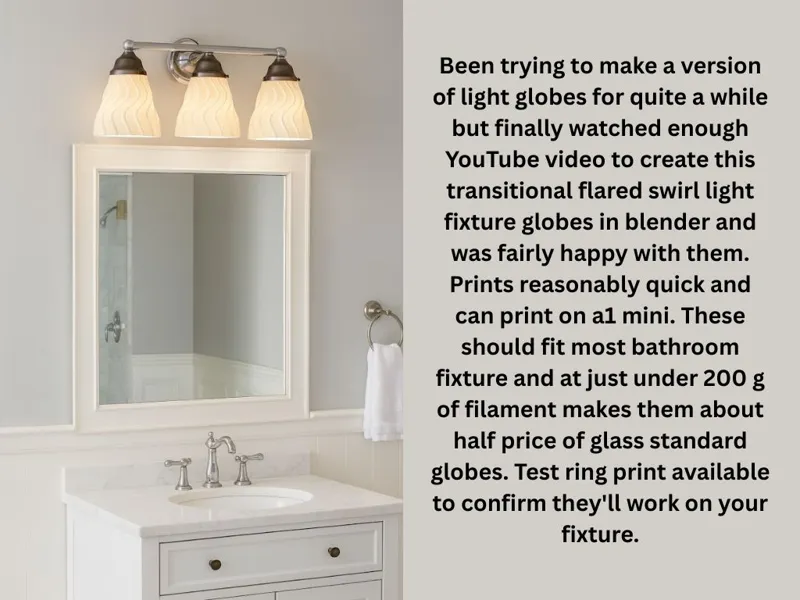 Transitional Flared Swirl Light Fixture Globes
