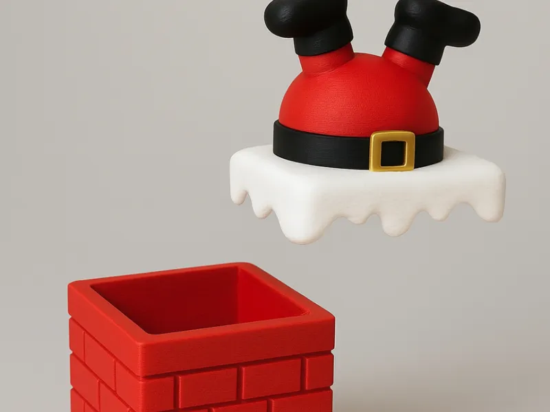 (NO AMS) Christmas Storage Container Santa Falling