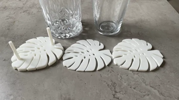 Dessous-de-verre et présentoir feuille de monstera