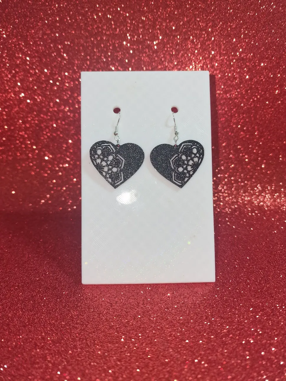 Mandala heart earrings view 2