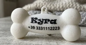 Letrero o emblema decorativo: Custom 3D Bone Dog Tag — vista de referencia 3
