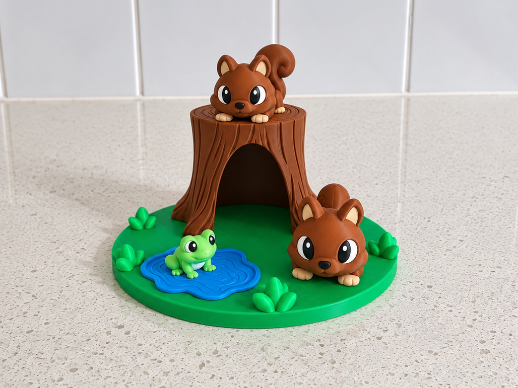 Woodland Playset | Articulate Squirrel & Frog Set - 1