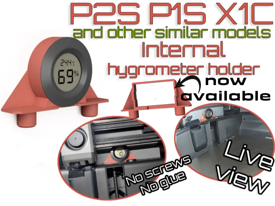 Internal Hygrometer sensor holder X Bambu printer