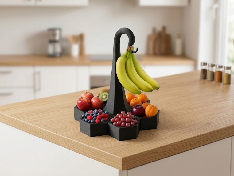 Modularer Hexagon-Früchtekorb mit Bananenhaken