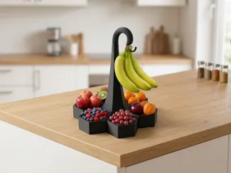 Modularer Hexagon-Früchtekorb mit Bananenhaken