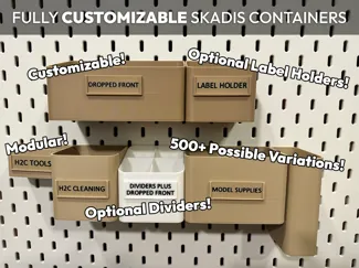Customizable modular Ikea Skadis containers