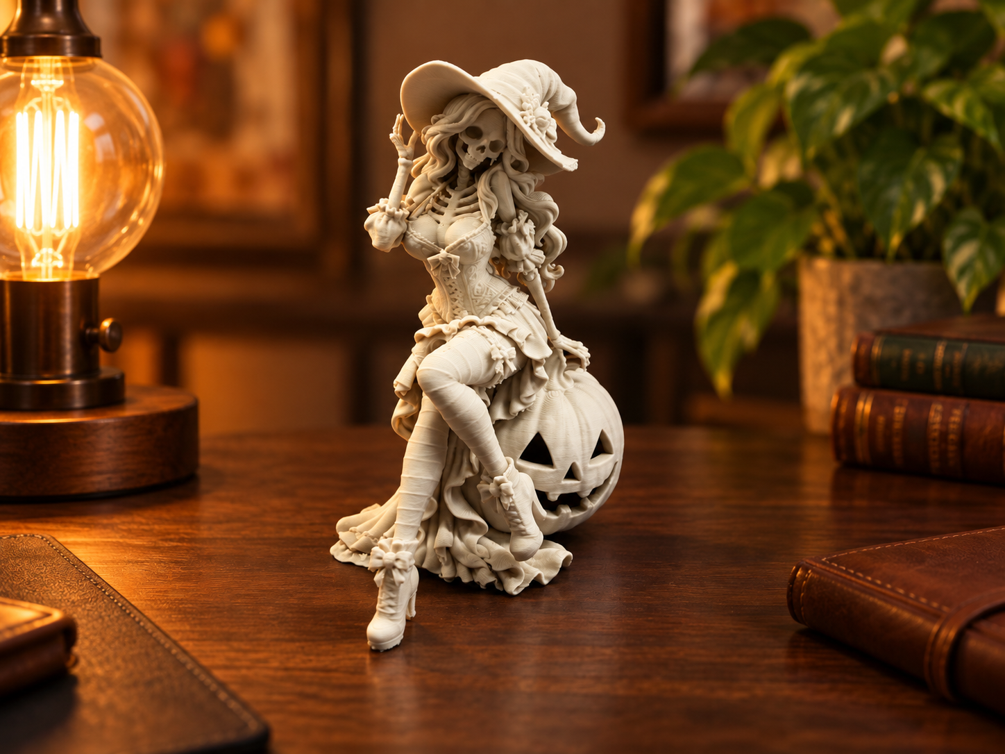 Skeleton Witch with Pumpkin - 1