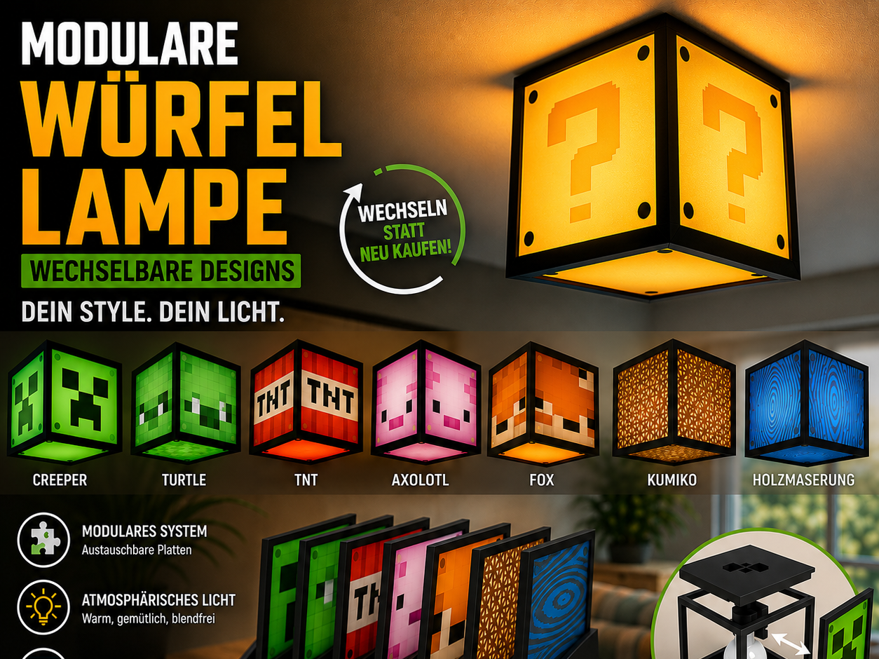 Deckenlampe Minecraft Würfel endless possibilities