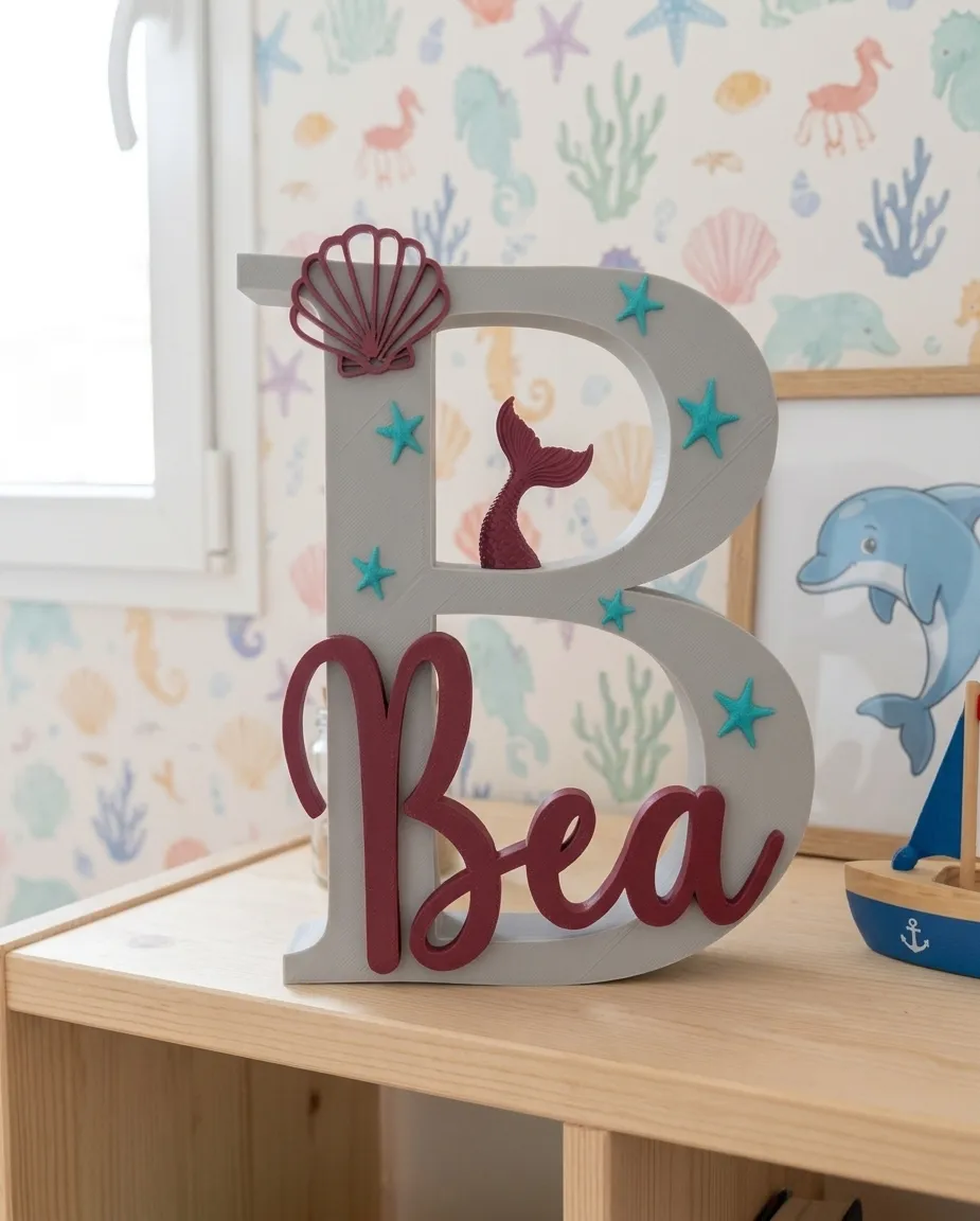 Bea – Ocean Birth Name Decor - Free 3D Print Model - MakerWorld