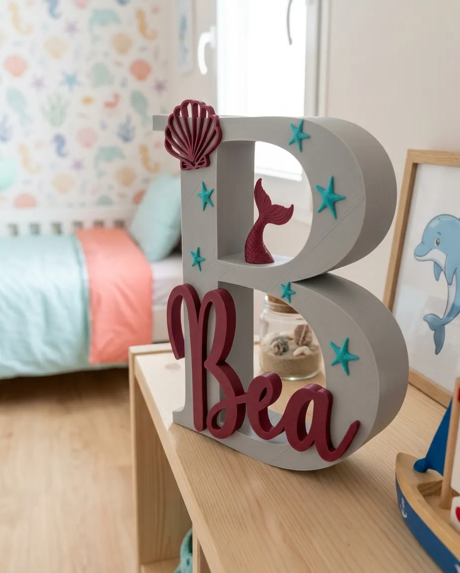 Bea – Ocean Birth Name Decor - Free 3D Print Model - MakerWorld