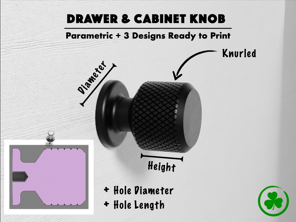 Parametric Knurled Drawer & Cabinet Knob