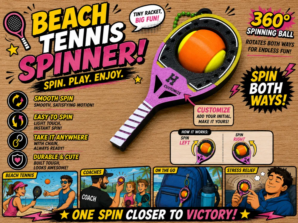 Objeto manipulable: Beach Tennis Spinner. Referencia del modelo original.