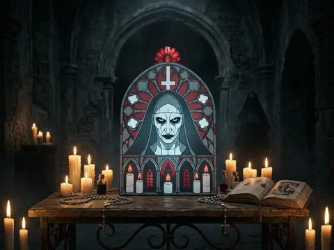 Cuadro decorativo en 3D: Valak The Nun Stained Glass Wall Art — referencia de MakerWorld