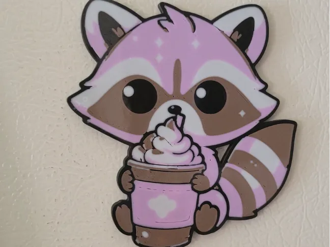 Coffee Raccoon Magnet