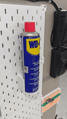 Pegboard WD40 Quick-Release Storage Rack for 5mm IKEA Skadis Pegboard, includes drilled wall-mount version (5mm and wall-mount versions)