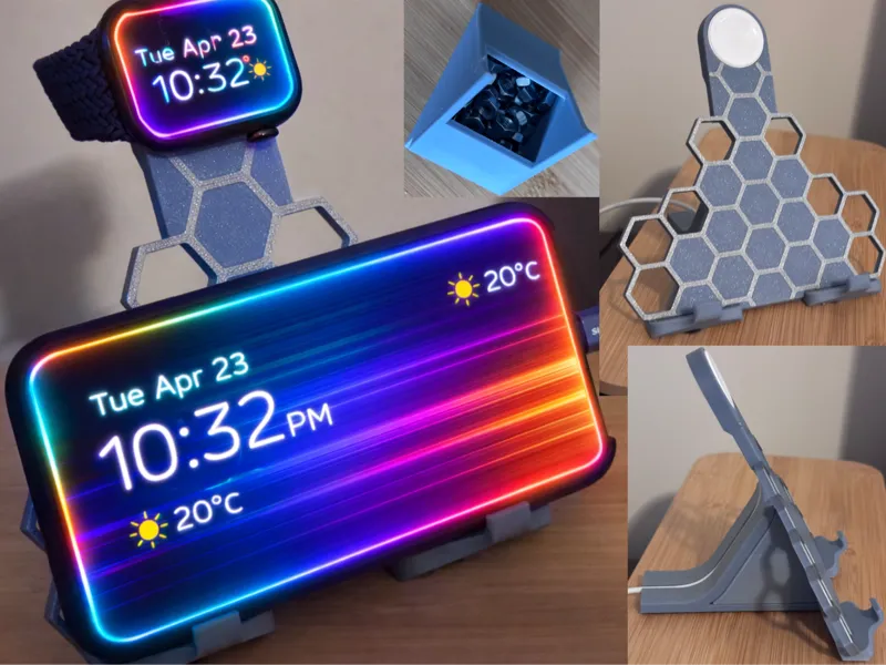 Hexagon Apple Watch & Phone Stand with weight box