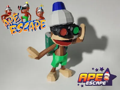 Ape Escape Green Shorts Pipo Monkey (Low-Poly)