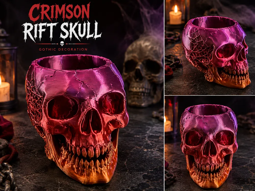 Adorno temático: Crimson Rift Skull – Gothic Halloween Decoration. Referencia del modelo original.