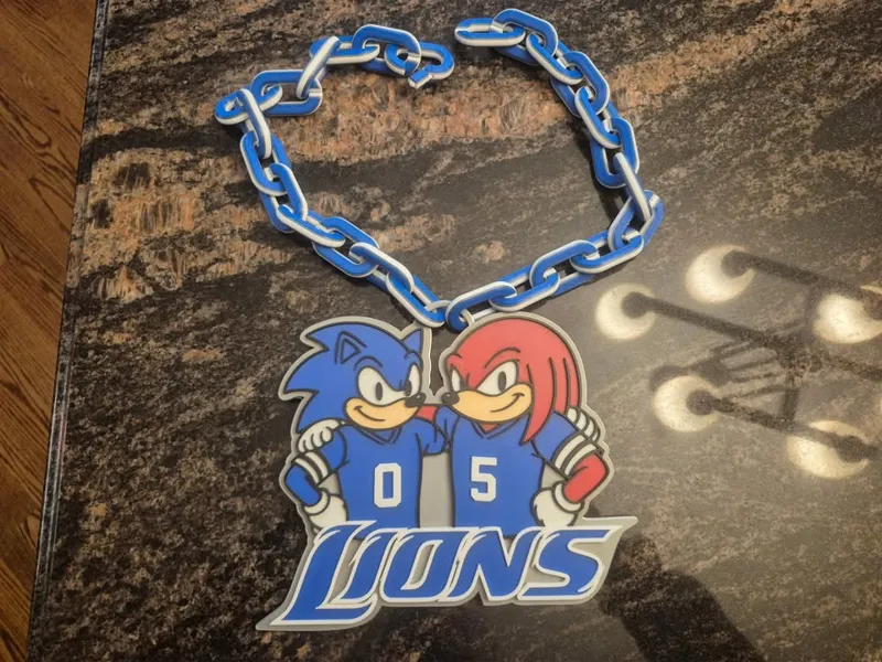 Sonic and Knuckles Detroit Lions turnover necklace