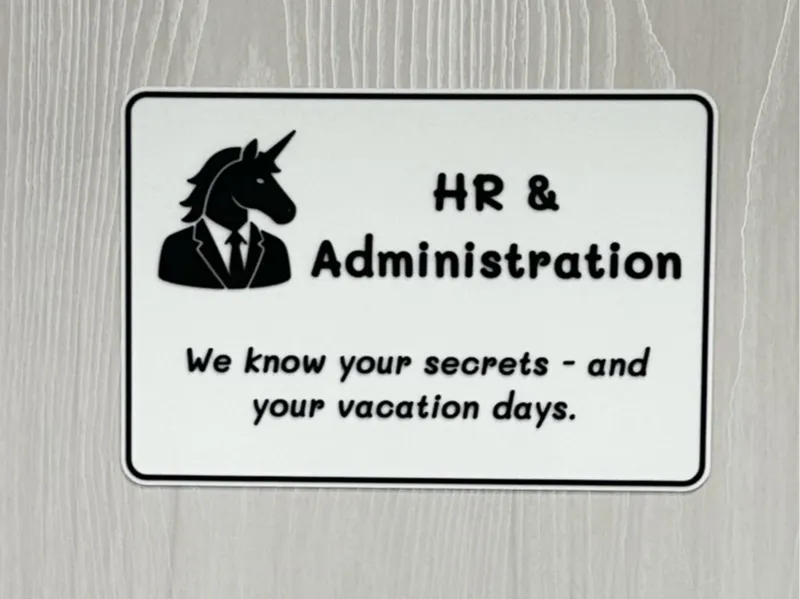 HR and Administration department door sign
